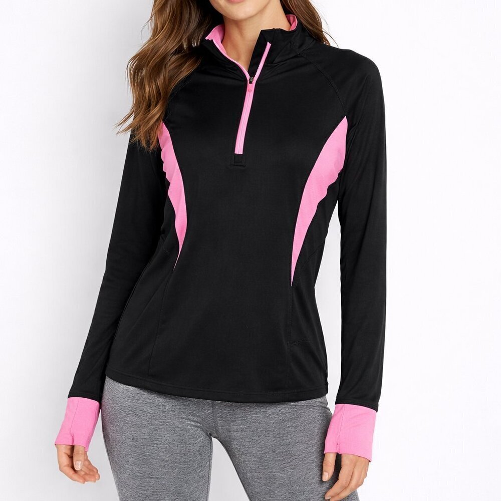 Tek Gear Black & Pink Medium Active Lightweight 1/4 Zip Jacket